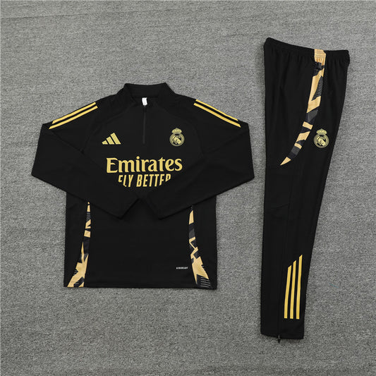 Conjunto de Entrenamiento Real Madrid 2024/2025 - Negro y Dorado