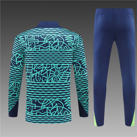Chándal Oficial Brasil 24/25 - Edición Especial con Diseño Abstracto Verde y Azul