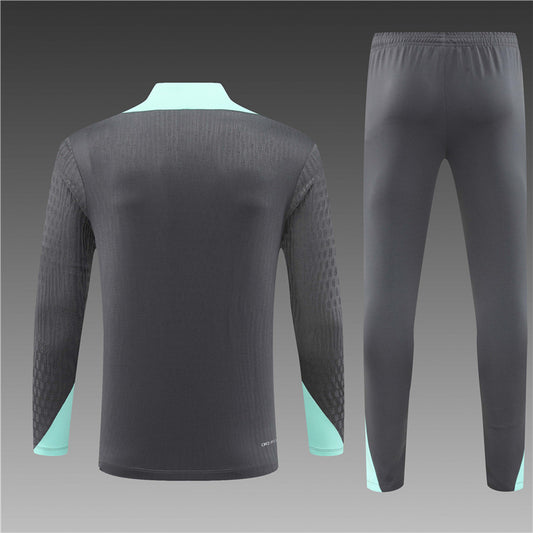 Chándal Oficial PSG 24/25 - Edición Gris con Detalles en Verde Aqua
