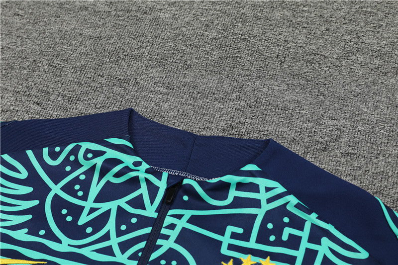 Chándal Oficial Brasil 24/25 - Edición Especial con Diseño Abstracto Verde y Azul