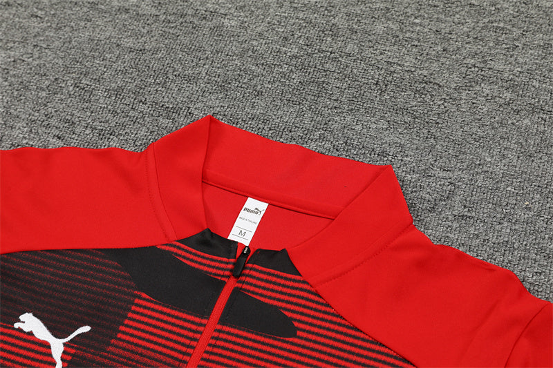Chándal Oficial AC Milan Temporada 24/25 - Diseño Dinámico en Rojo y Negro