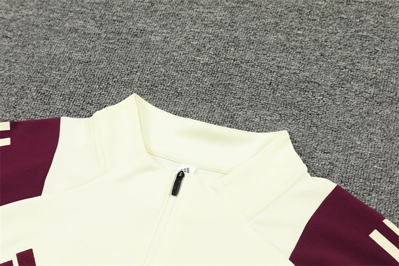 Chándal Oficial Bayern Múnich 24/25 - Edición Blanca con Detalles en Burdeos y Rojo