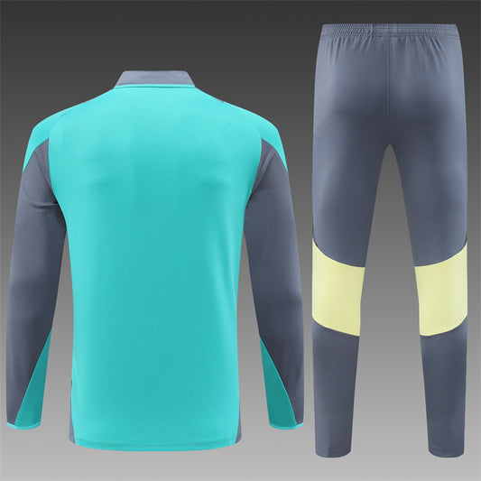 Chándal Oficial Ajax 24/25 - Edición Verde Aqua con Detalles en Gris y Amarillo