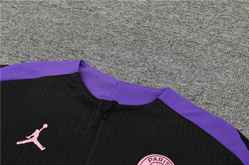Chándal Oficial PSG 24/25 - Edición Negra con Detalles en Morado y Rosa