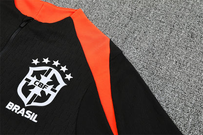 Chándal Brasil 2025/26 – Negro con detalles naranja