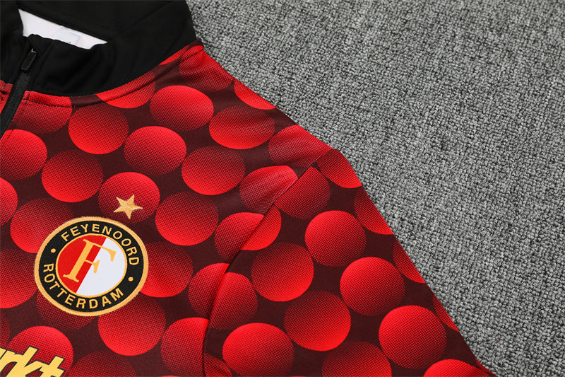 Feyenoord 25/26 – Chándal de entrenamiento (rojo y negro, patrón 3D)
