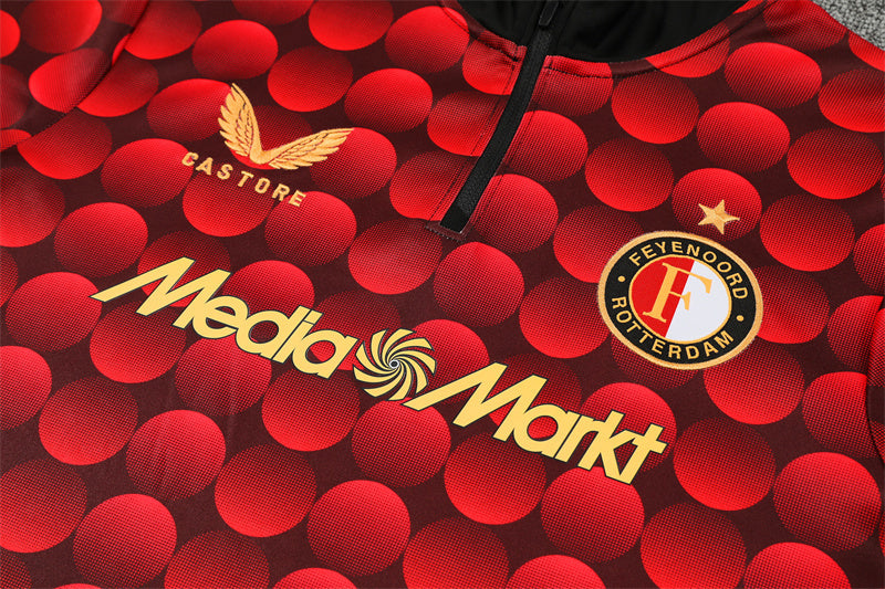Feyenoord 25/26 – Chándal de entrenamiento (rojo y negro, patrón 3D)