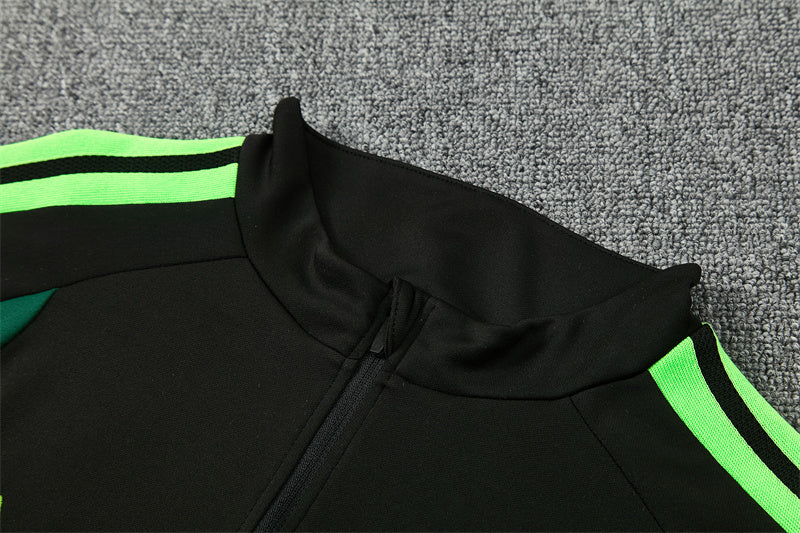 Chándal México 2025/2026 – Conjunto de Entrenamiento Negro con Detalles Verde Neón