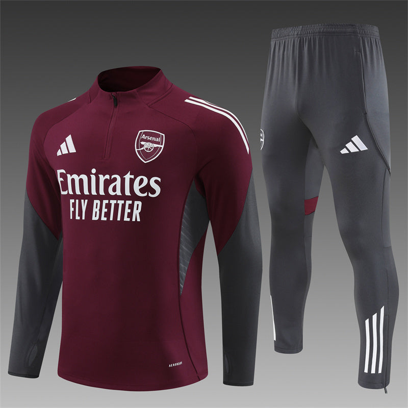 Chándal Arsenal Temporada 2025/2026 – Entrenamiento Oficial Rojo y Gris