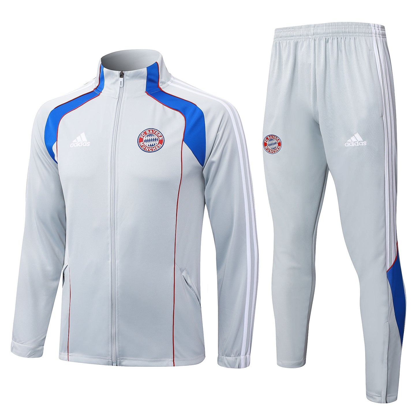 Chándal Bayern Múnich 2025/2026 – Gris con Azul y Rojo