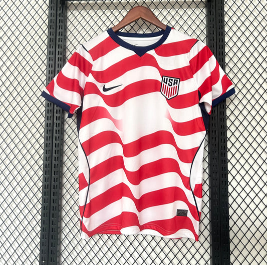 Camiseta USA 2025/2026 Local – Diseño Ondas Roja y Blanca