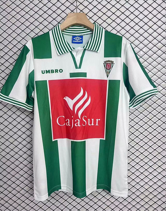 Camiseta Córdoba CF Local – Umbro Vintage CajaSur Rayas Verdes