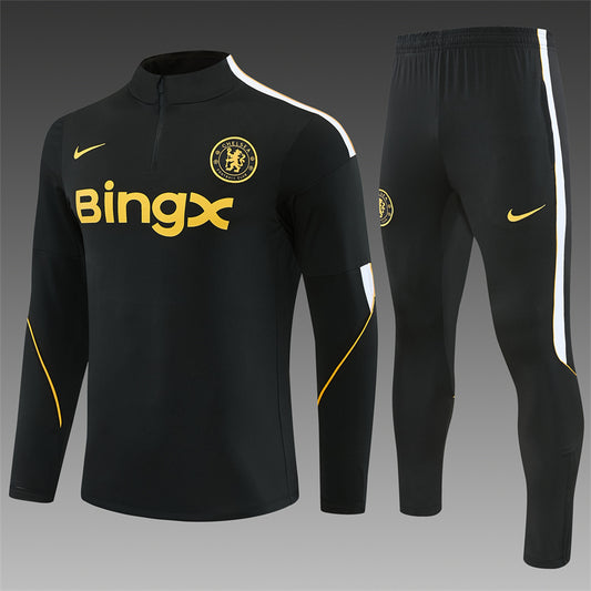 Chándal Chelsea Entrenamiento 2026/27 – Negro, Blanco y Dorado