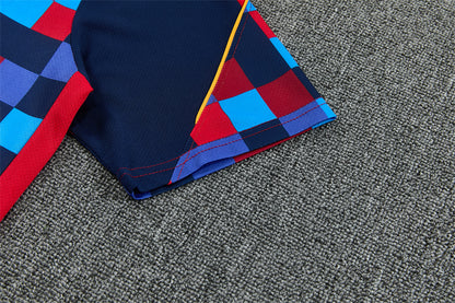 Conjunto FC Barcelona Entrenamiento – Camiseta Cuadros Roja y Azul + Pantalón Corto