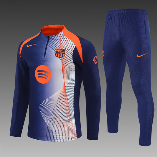 FC Barcelona 25/26 – Training Set (Azul marino con efecto wave naranja/blanco)