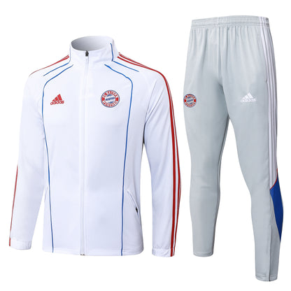 Chándal Bayern Múnich 2025/2026 – Blanco con Gris y Detalles Rojos