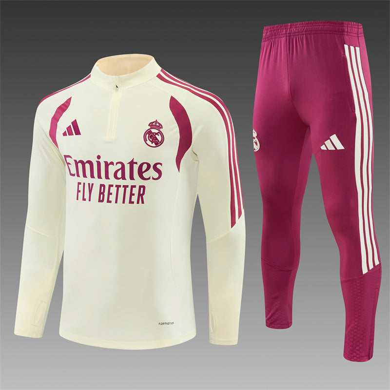 Chándal Real Madrid Entrenamiento 2026/27 – Blanco Crema y Rosa