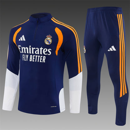 Chándal Real Madrid Azul Marino, Naranja y Blanco – Adidas – Conjunto de Entrenamiento